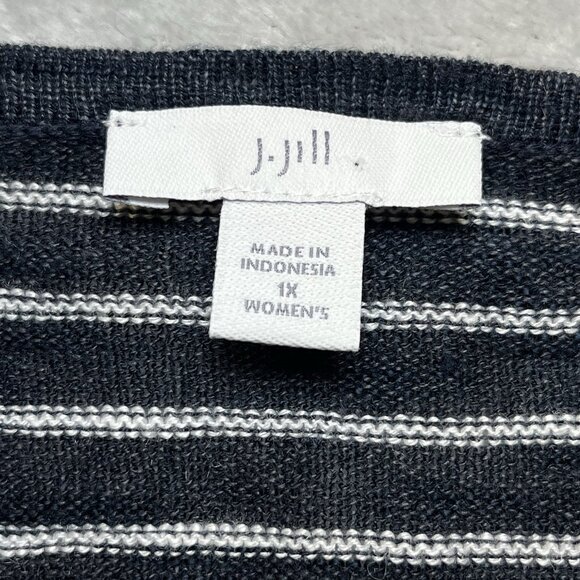 J. Jill Women's Linen‎ Blend Sweater Size 1X Striped Bell Sleeve Thin Nautical - Picture 3 of 9